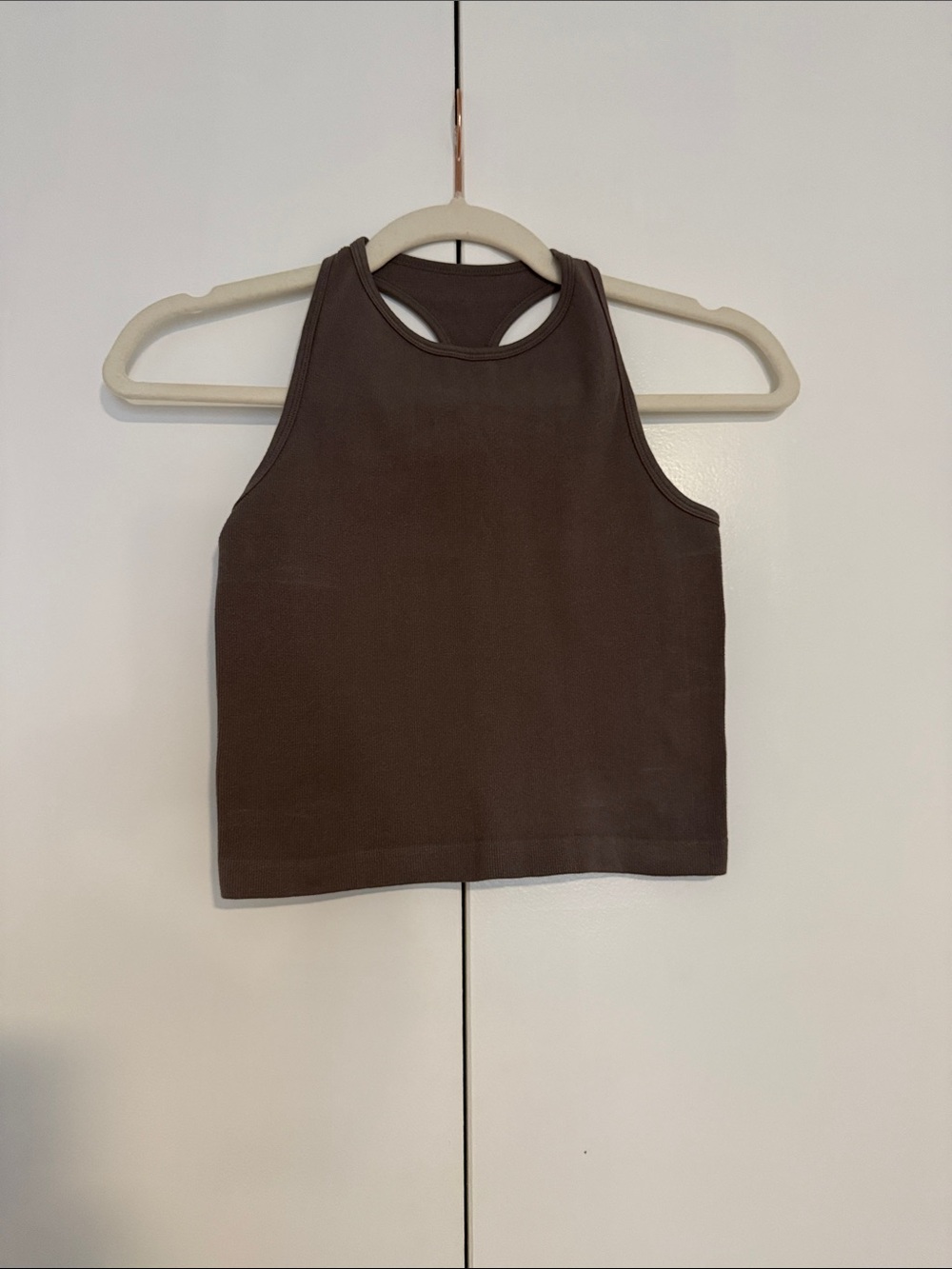 High Neck Ribbed Crop Tank Top - Charcoal